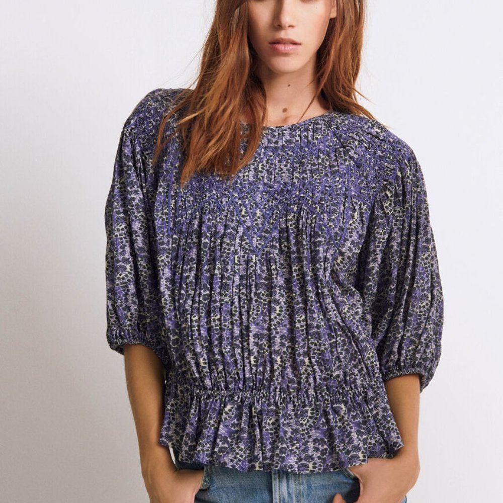 NEW BA&SH Isaure Ruffled Hem Blouse Size Small